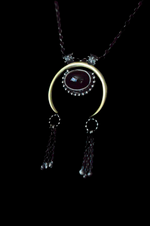 Tribal Onyx Crescent - Brass & Sterling silver