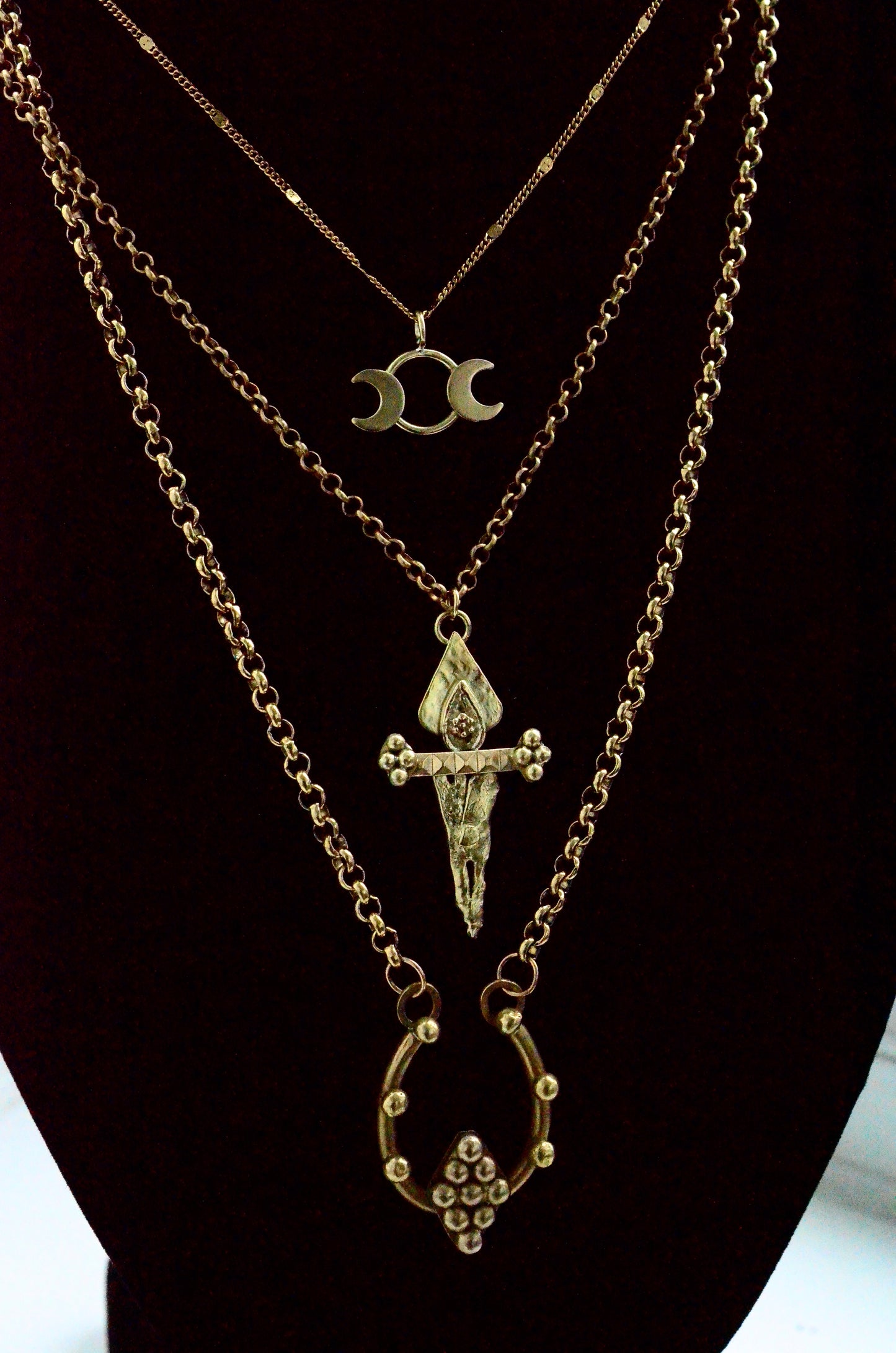 Brass Dagger Talisman Pendant Necklace