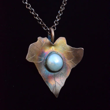 Copper & Mother of Pearl Ivy Leaf Necklace