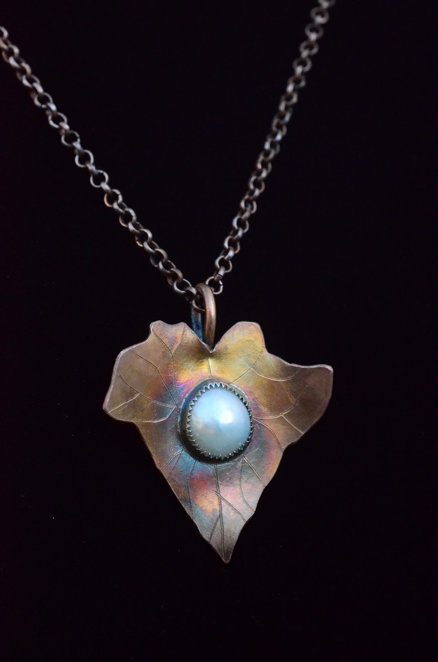 Copper & Mother of Pearl Ivy Leaf Necklace