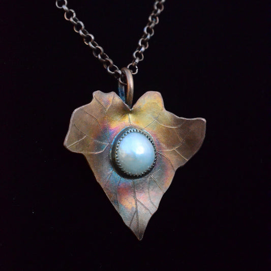 Copper & Mother of Pearl Ivy Leaf Necklace