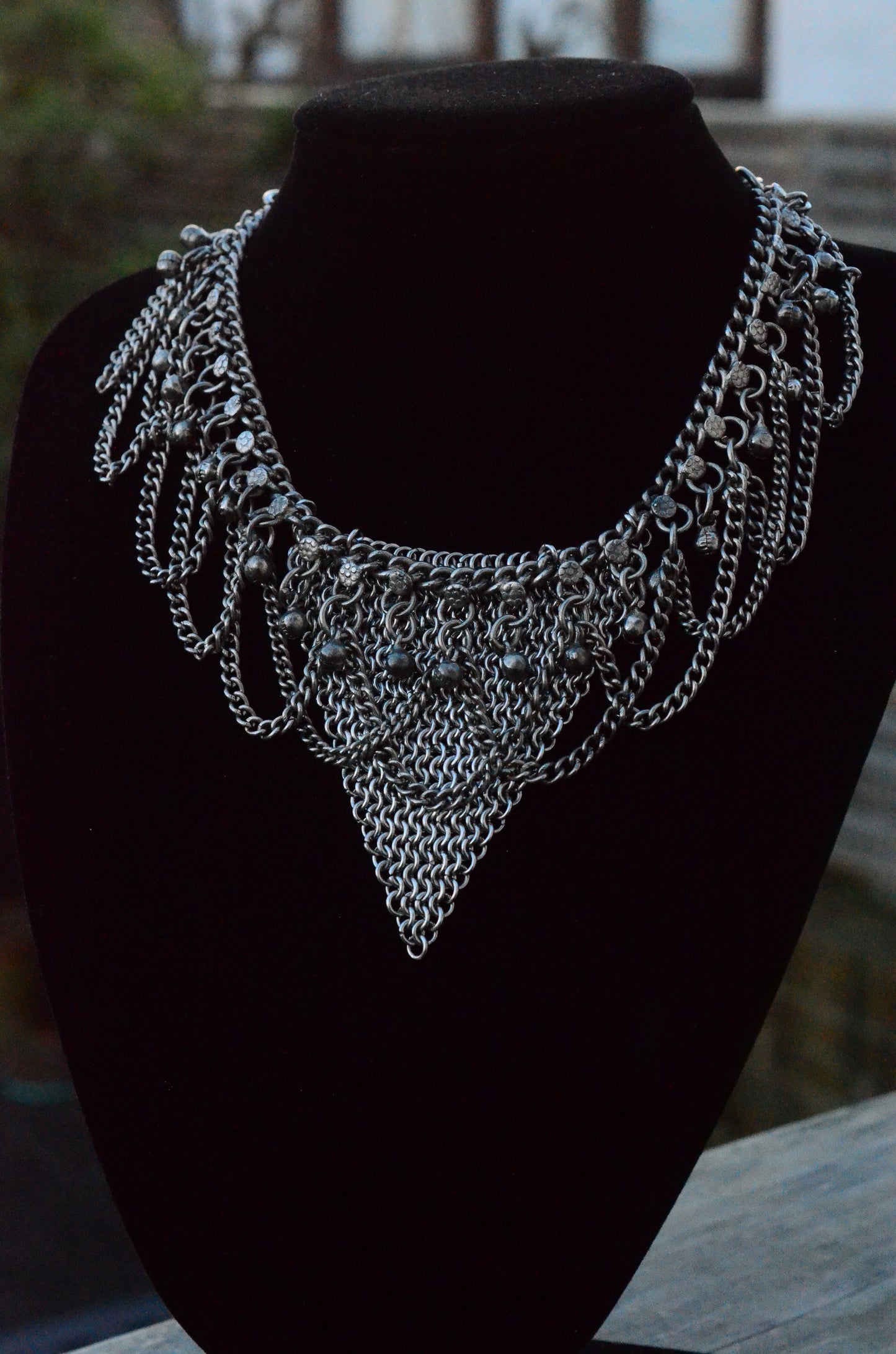 Reclaimed Warrior Necklace – Reworked Vintage Kuchi Afghan Chain & Handmade Chainmaille