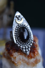 Dark Moon Onyx & Sterling Silver  Celestial Ring