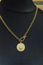 Handmade Brass Floral Pendant on Chunky Chain