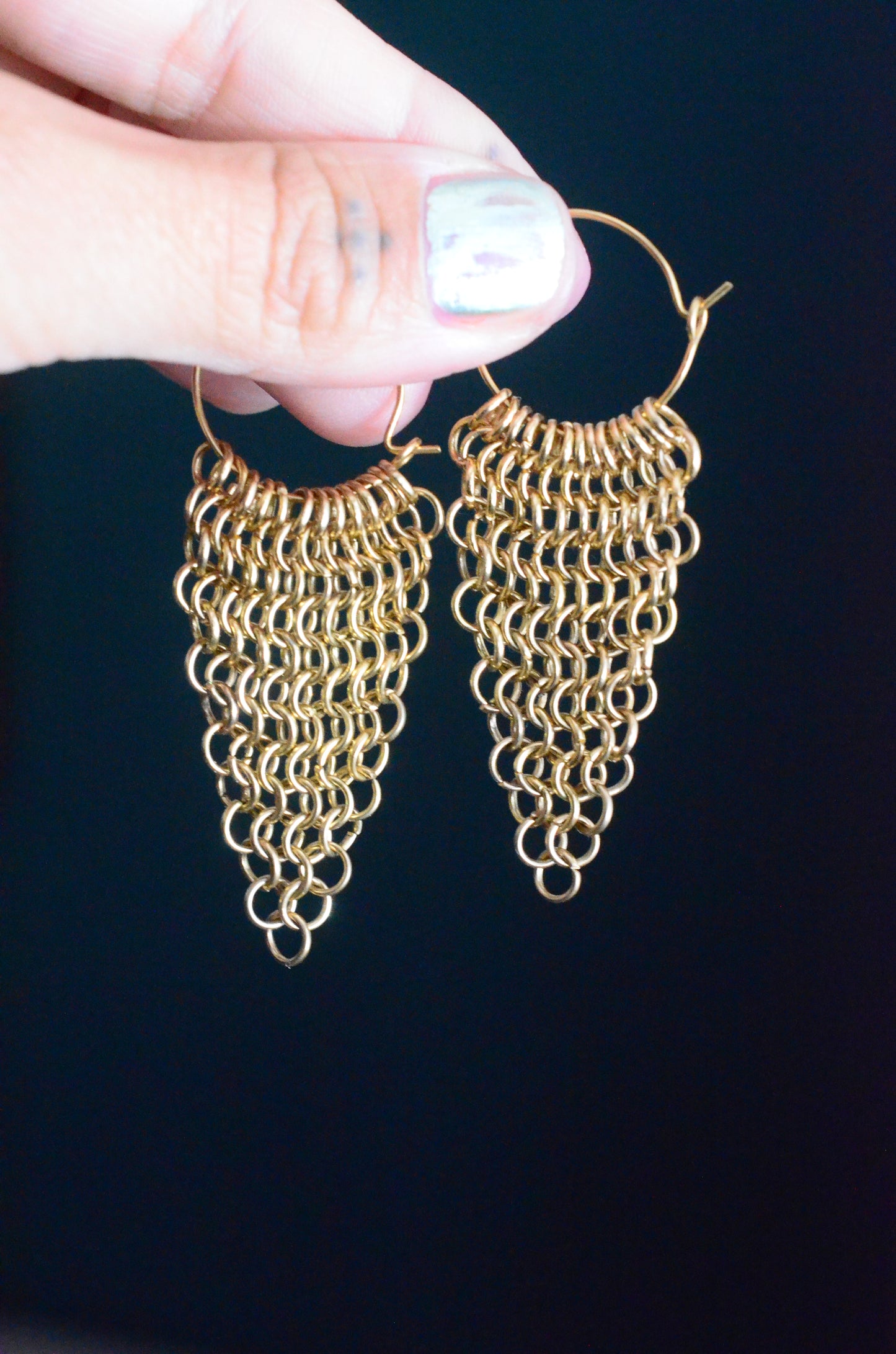 Chainmail Hoop Earrings - Gold plated stainless steel