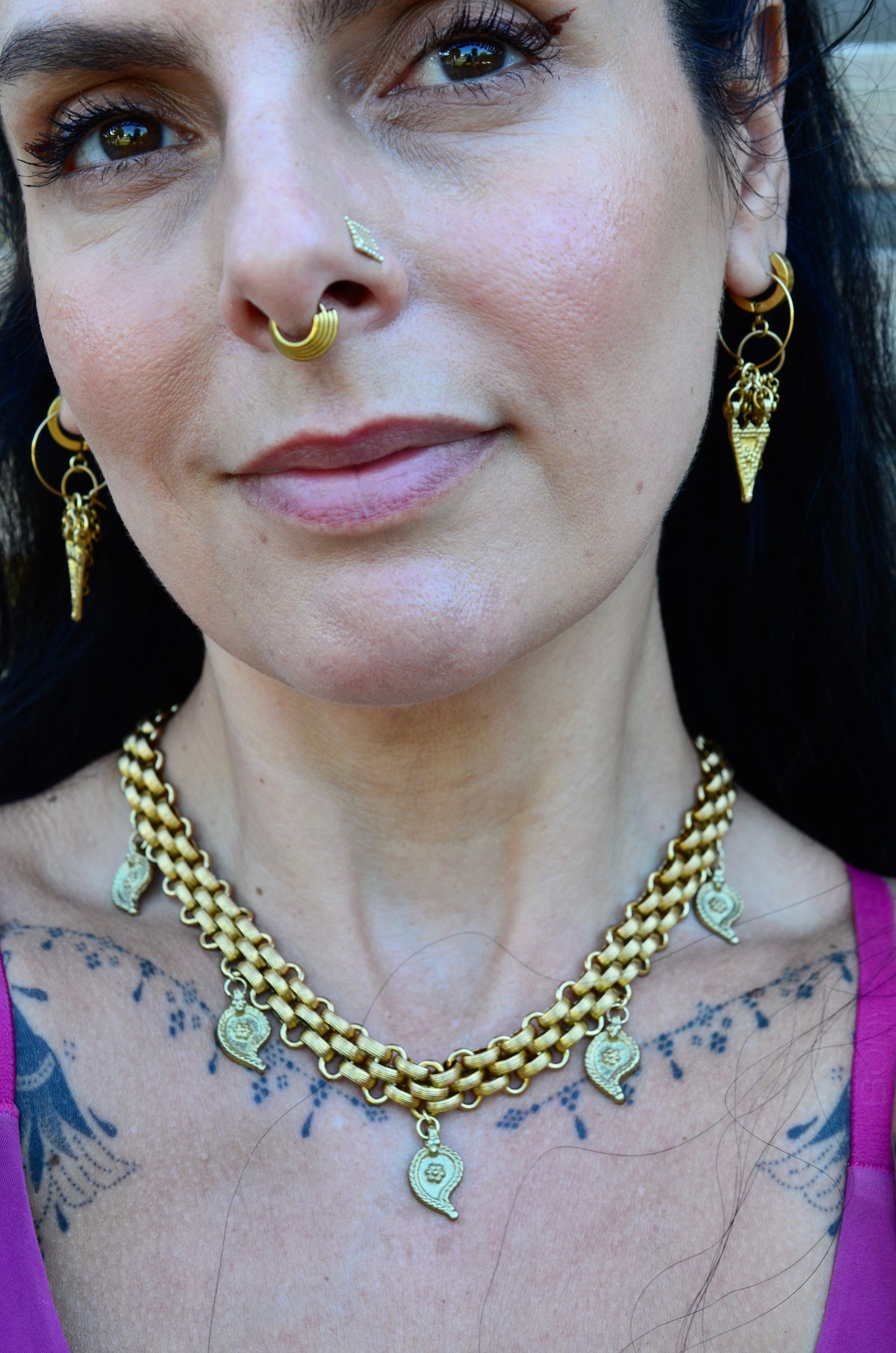 Gold plated Stainless Steel Bohemian Charm Necklace