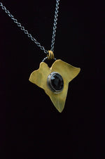 Brass & Onyx Ivy Leaf Necklace