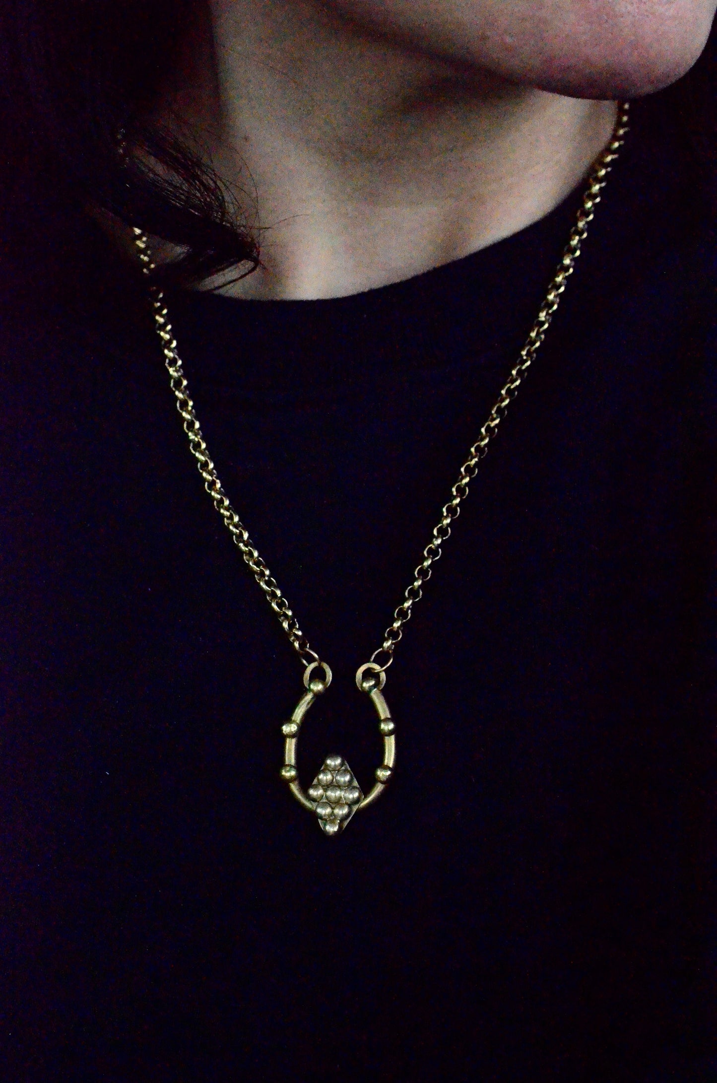 Lucky Horseshoe Necklace – Handmade Brass on Stainless Steel Belcher Chain