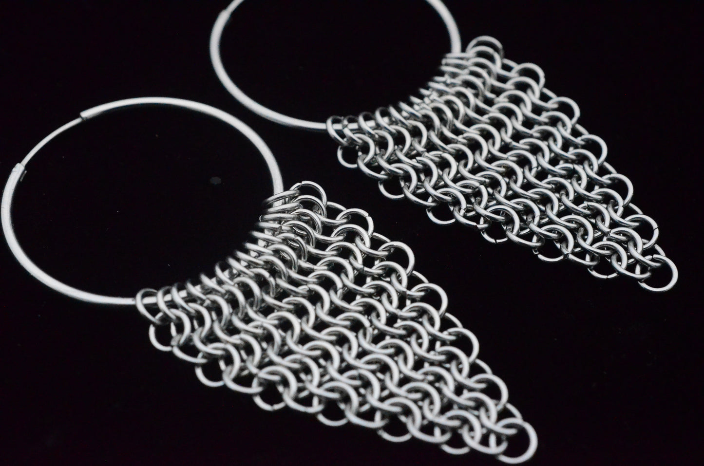 Large Stainless Steel Chainmaille Hoop Earrings