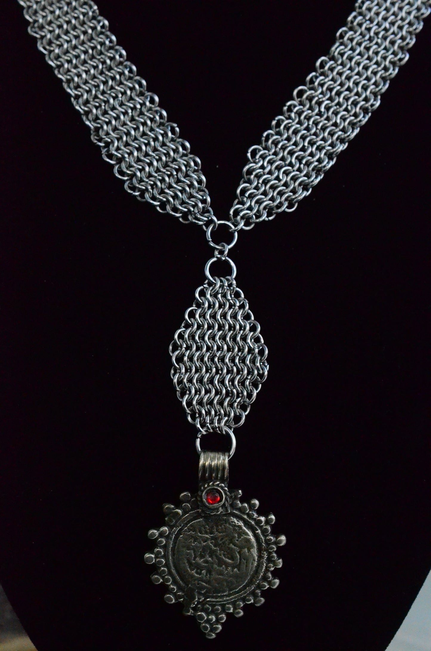 Vintage Kuchi Coin & Chainmaille Necklace