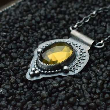 Beer Quartz & sterling silver Berber inspired necklace