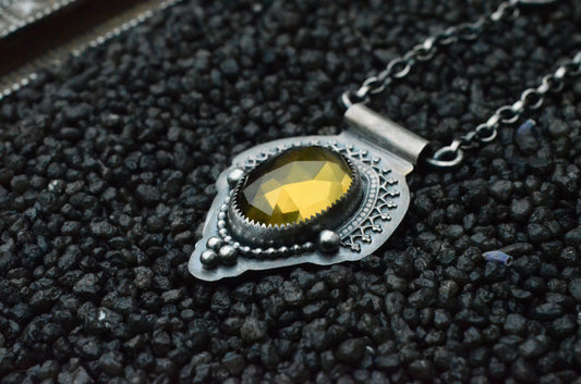Beer Quartz & sterling silver Berber inspired necklace
