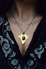 Brass & Onyx Ivy Leaf Necklace