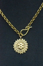 Handmade Brass Floral Pendant on Chunky Chain