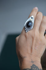 Dark Moon Onyx & Sterling Silver  Celestial Ring