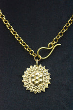 Handmade Brass Floral Pendant on Chunky Chain