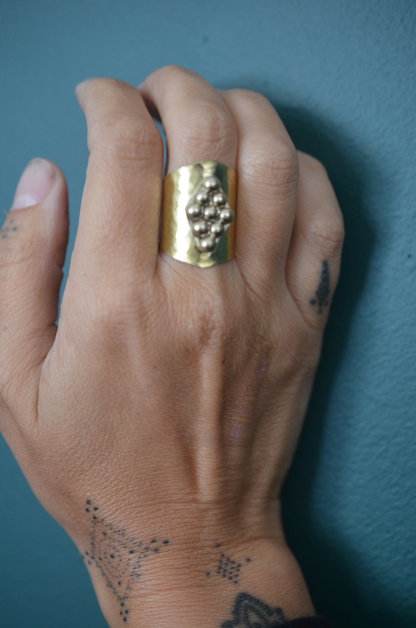 Ornate Brass Shield Ring