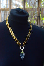 Clear Quartz Stainless Steel Necklace - Gold coloured