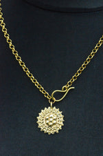 Handmade Brass Floral Pendant on Chunky Chain