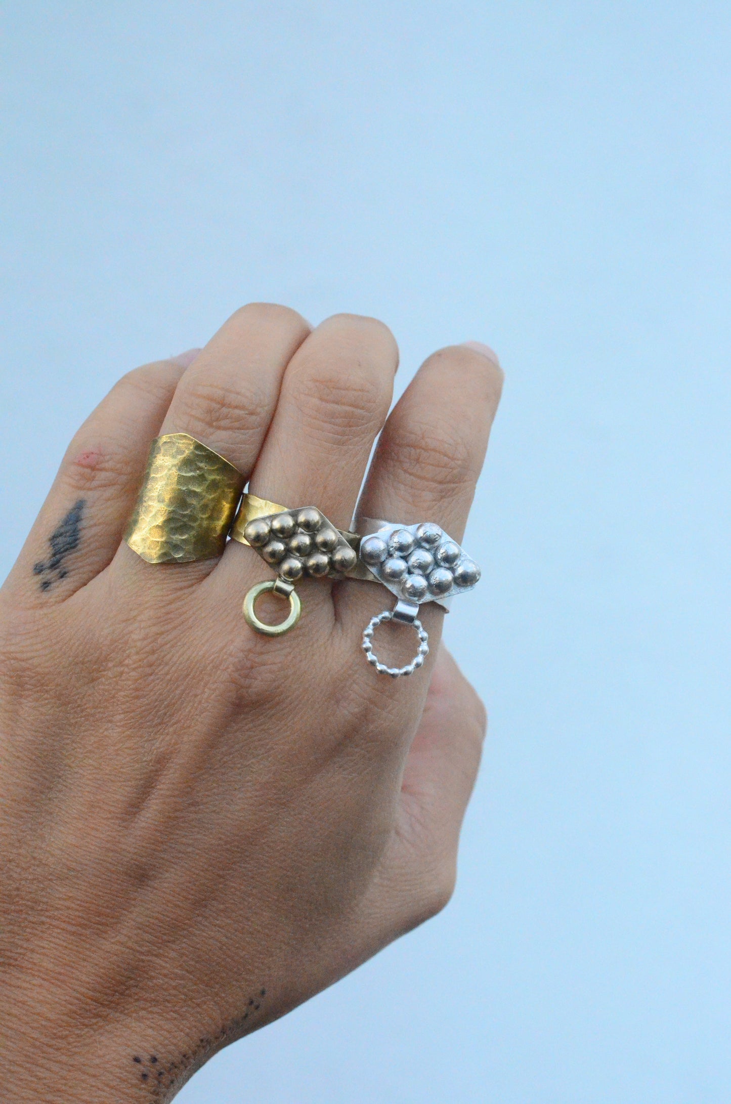 Brass Door Knocker Ring - Hammered Band