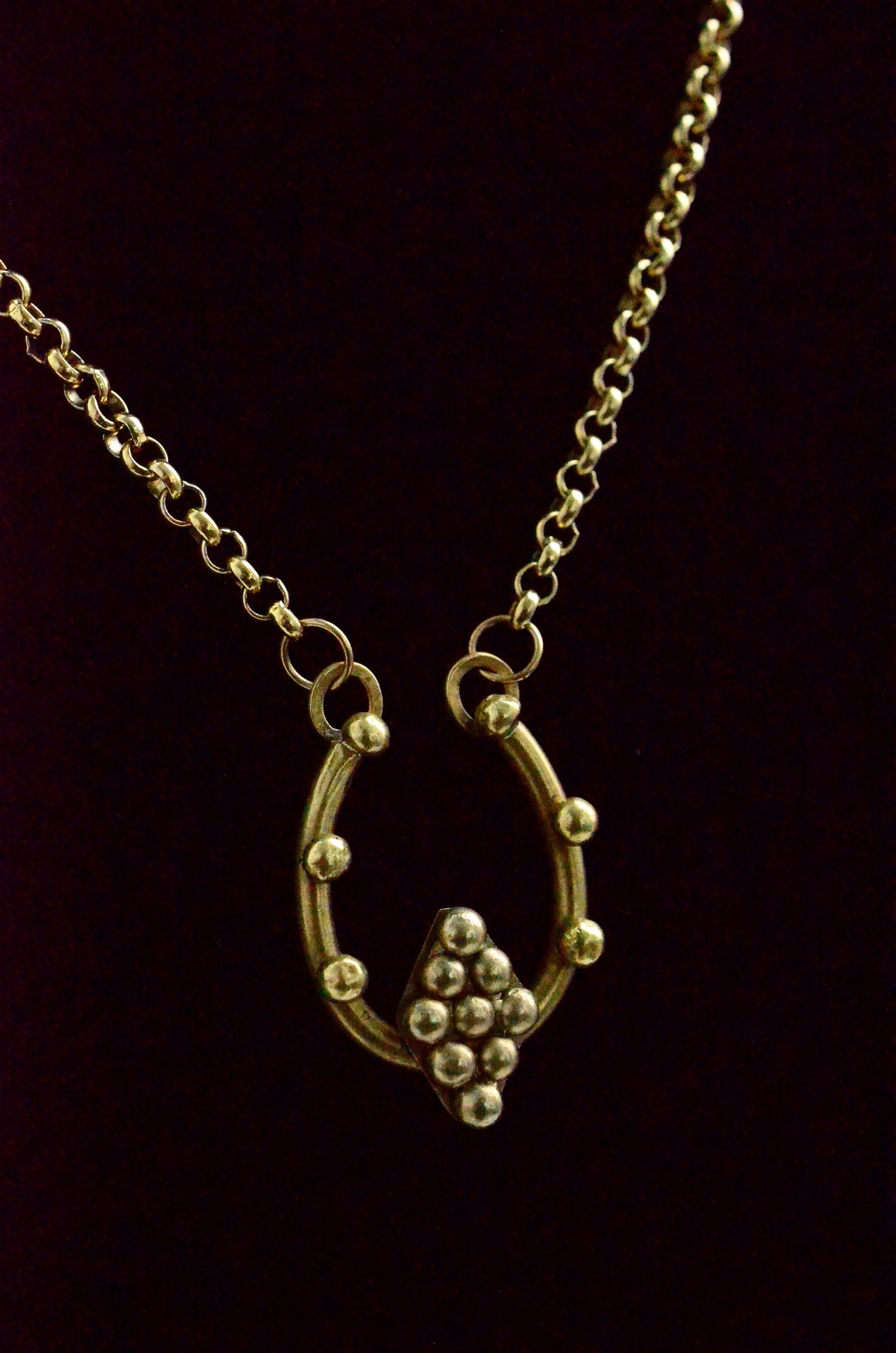 Lucky Horseshoe Necklace – Handmade Brass on Stainless Steel Belcher Chain