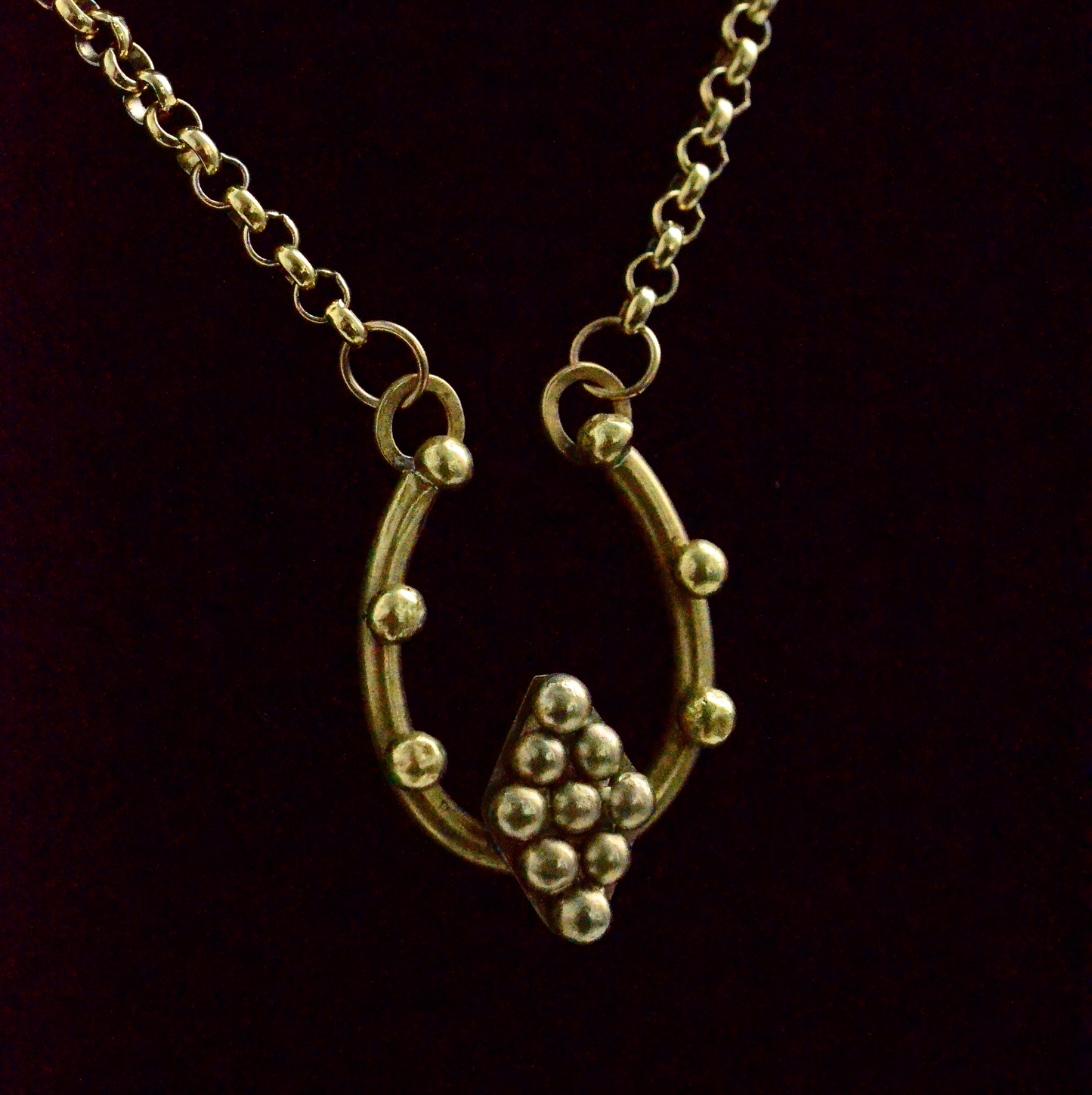 Lucky Horseshoe Necklace – Handmade Brass on Stainless Steel Belcher Chain