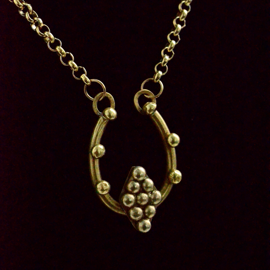 Lucky Horseshoe Necklace – Handmade Brass on Stainless Steel Belcher Chain