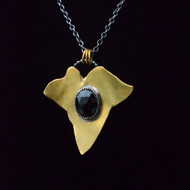Brass & Onyx Ivy Leaf Necklace