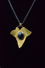 Brass & Onyx Ivy Leaf Necklace