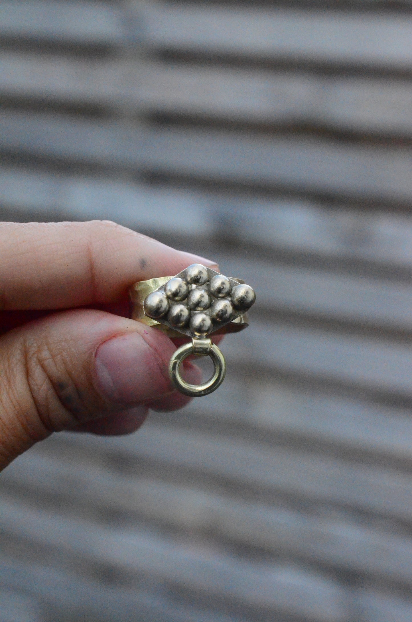 Brass Door Knocker Ring - Hammered Band