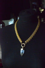 Clear Quartz Stainless Steel Necklace - Gold coloured