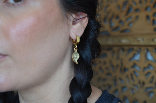 Stainless Steel and Brass Paisley Charm Earrings