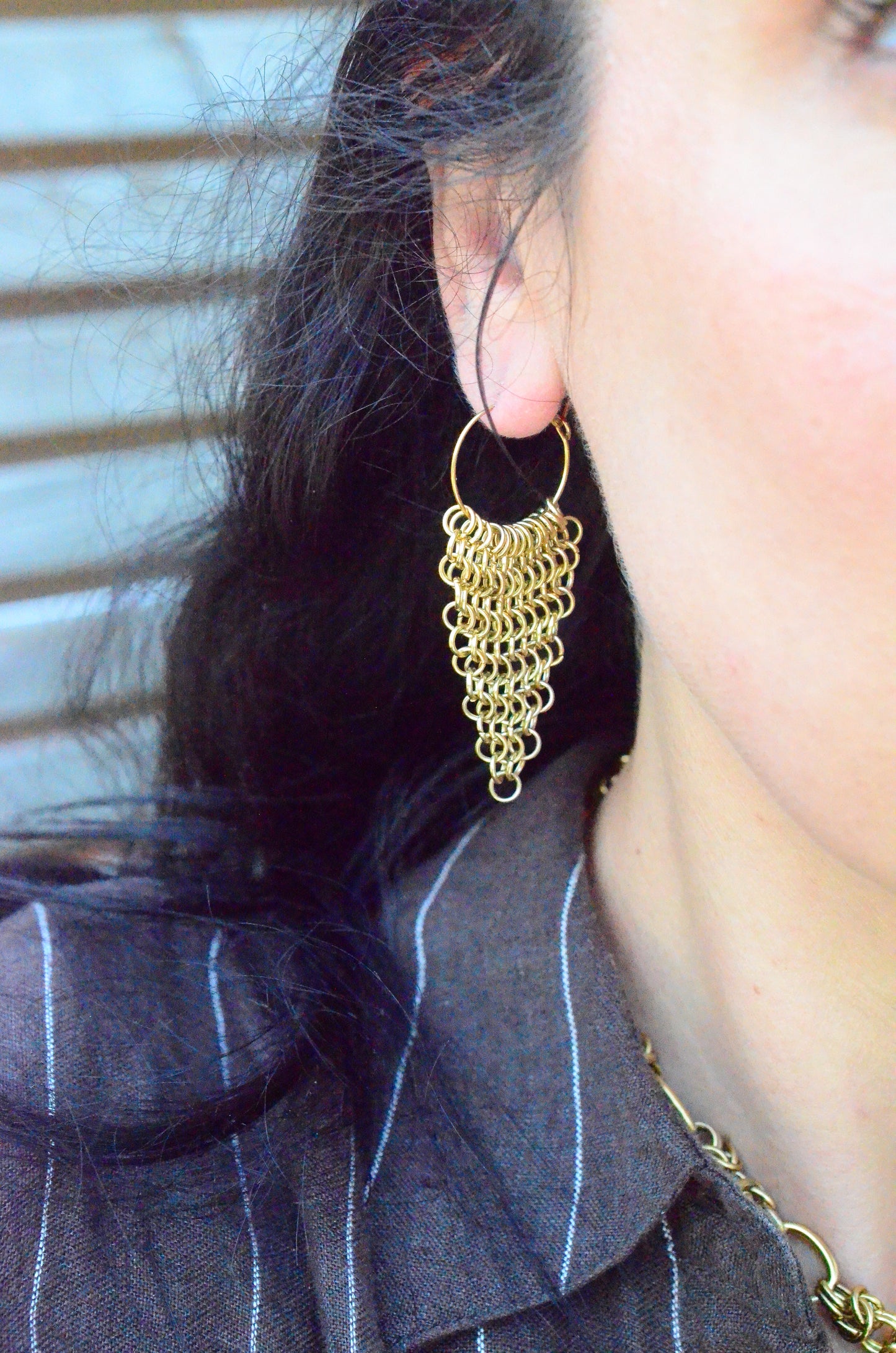 Chainmail Hoop Earrings - Gold plated stainless steel