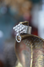 Sterling Silver Door Knocker Ring - Hammered Band