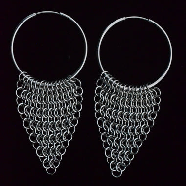 Large Stainless Steel Chainmaille Hoop Earrings