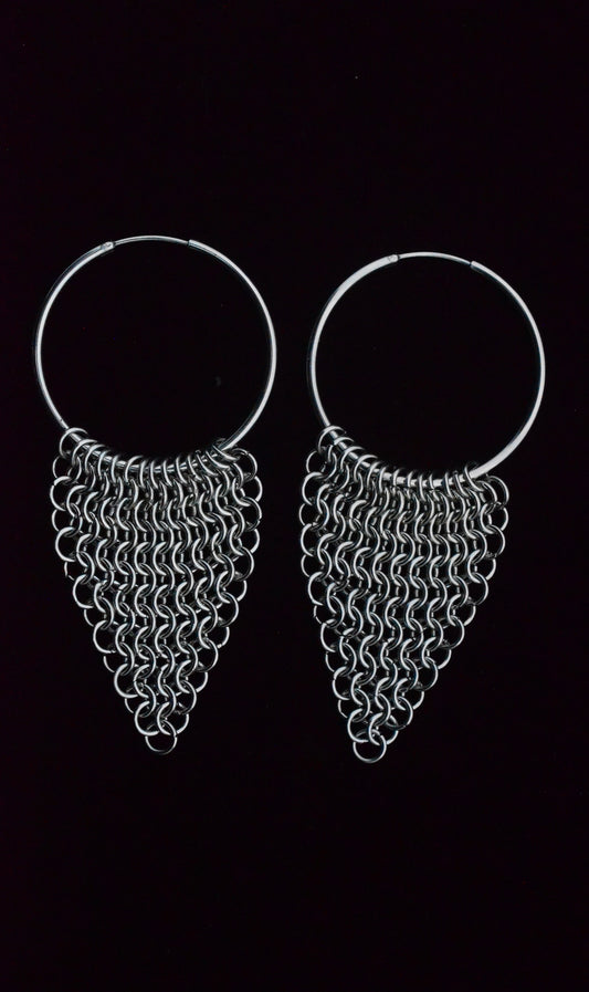 Inanna Large Stainless Steel Chainmaille Hoop Earrings