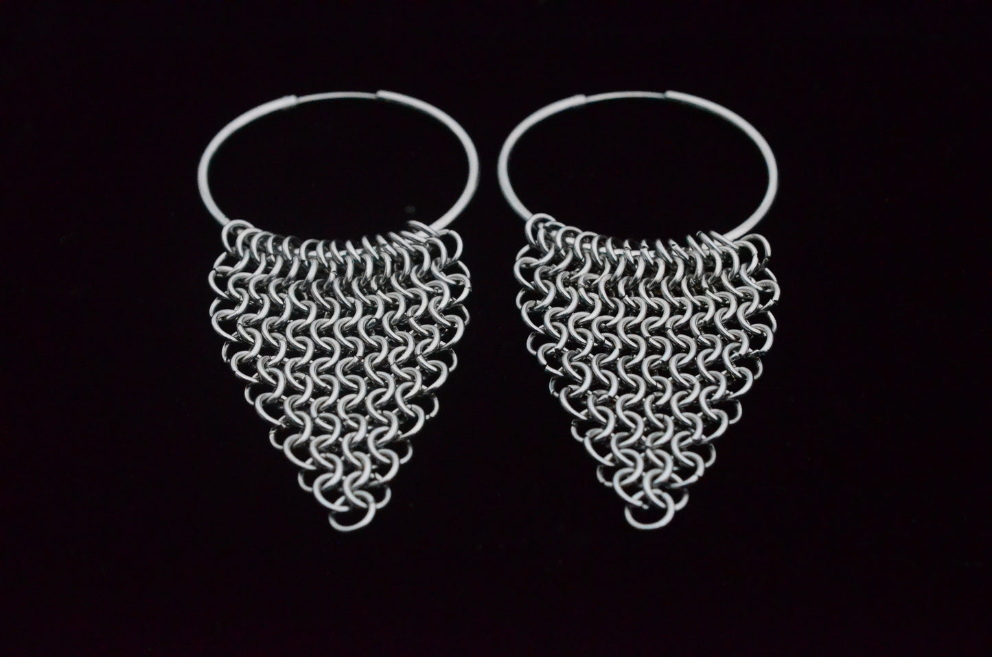 Large Stainless Steel Chainmaille Hoop Earrings