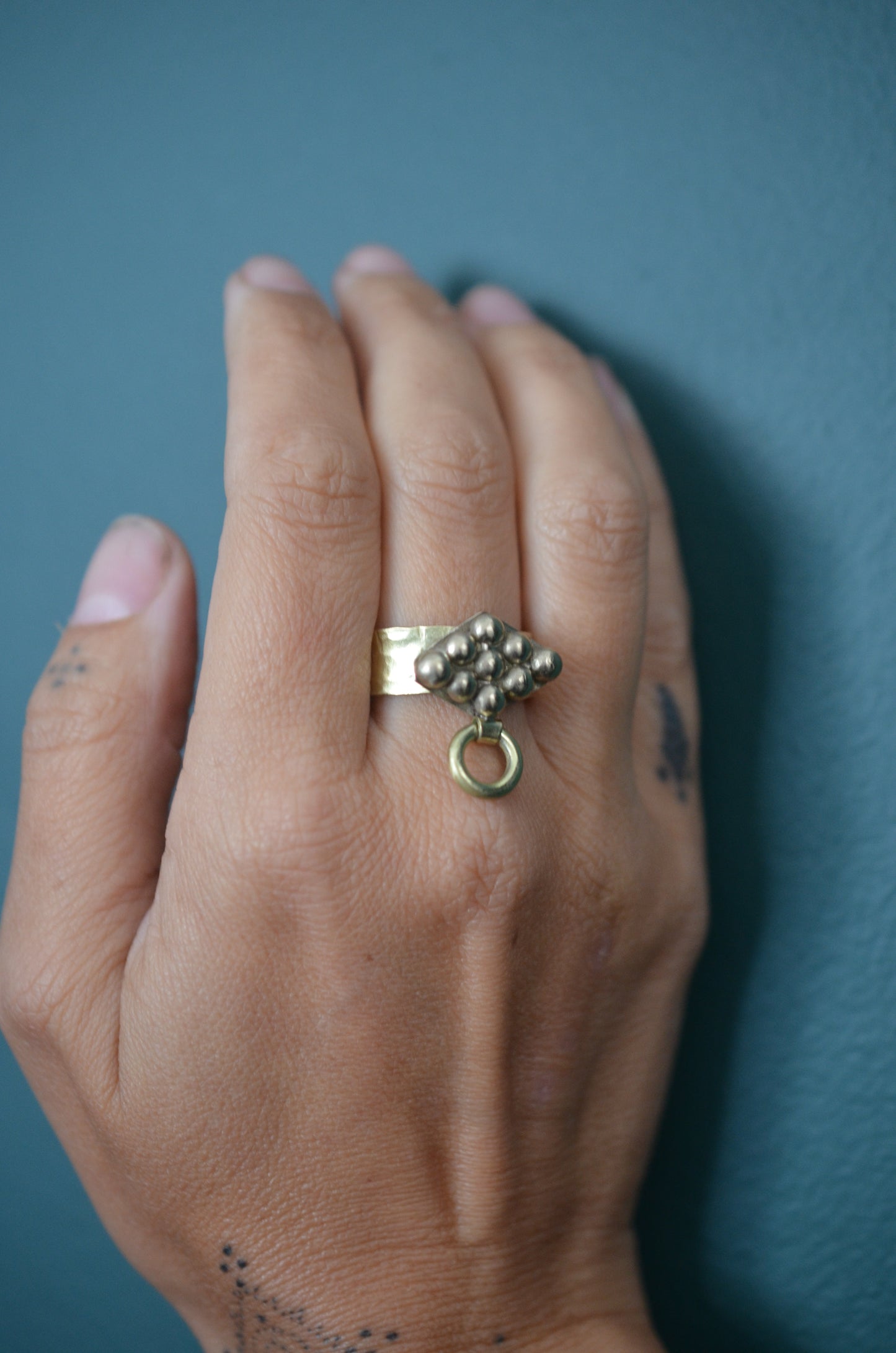 Brass Door Knocker Ring - Hammered Band