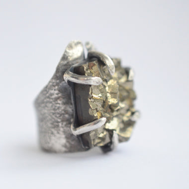 Organic Pyrite Claw Ring