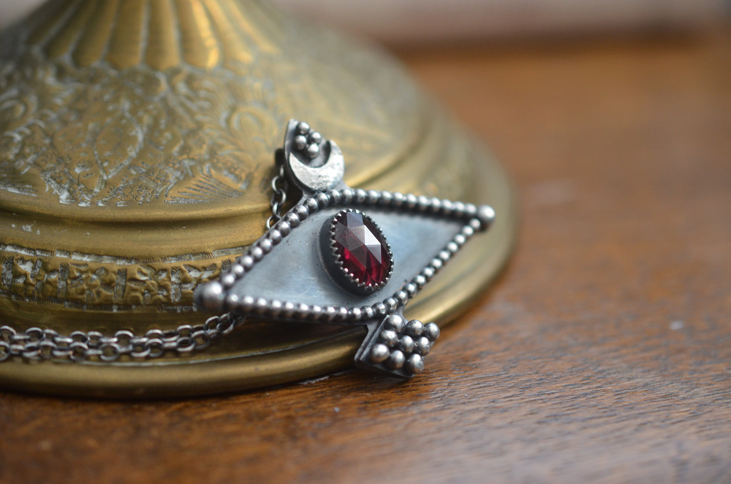 Silver Garnet Evil Eye Necklace - Talisman Collection