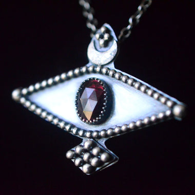 Silver Garnet Evil Eye Necklace - Talisman Collection