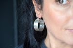 Chunky Hammered Silver Hoop Earrings