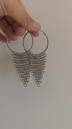 Large Stainless Steel Chainmaille Hoop Earrings