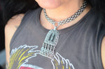 Suzie Q Stainless Steel Choker with Ornate Pendant