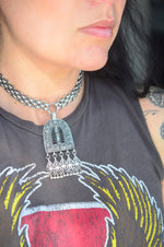 Suzie Q Stainless Steel Choker with Ornate Pendant