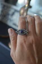 Silver Lapis Evil Eye Ring - Talisman Collection