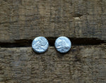 Reticuled Sterling Silver Full Moon Studs