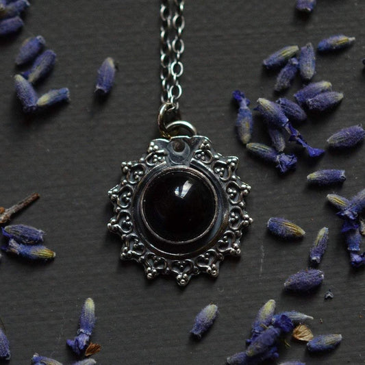 Sunburst  Onyx & Sterling Silver Pendant