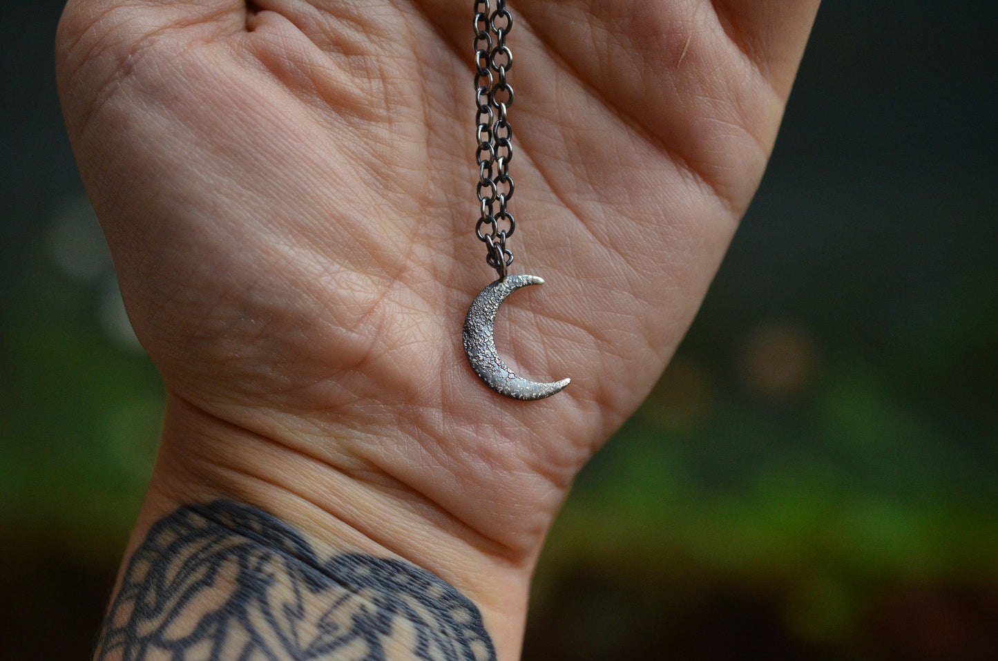 Textured Crescent Moon Pendant