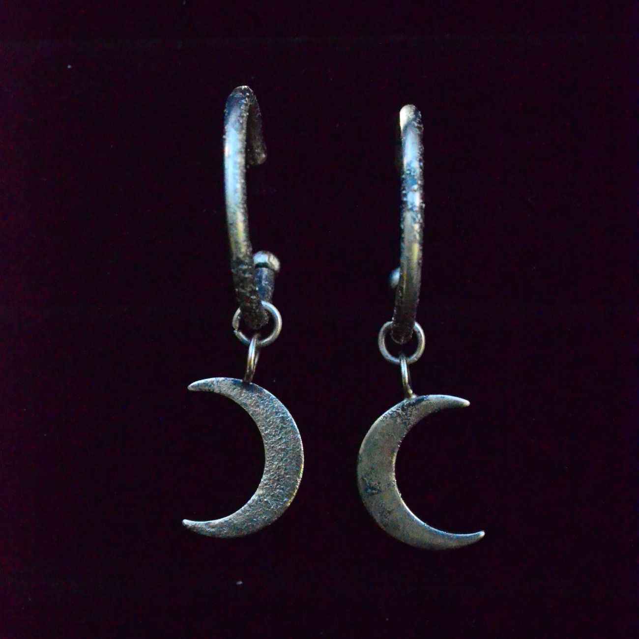 Crescent Moon Charm Hoop Earrings